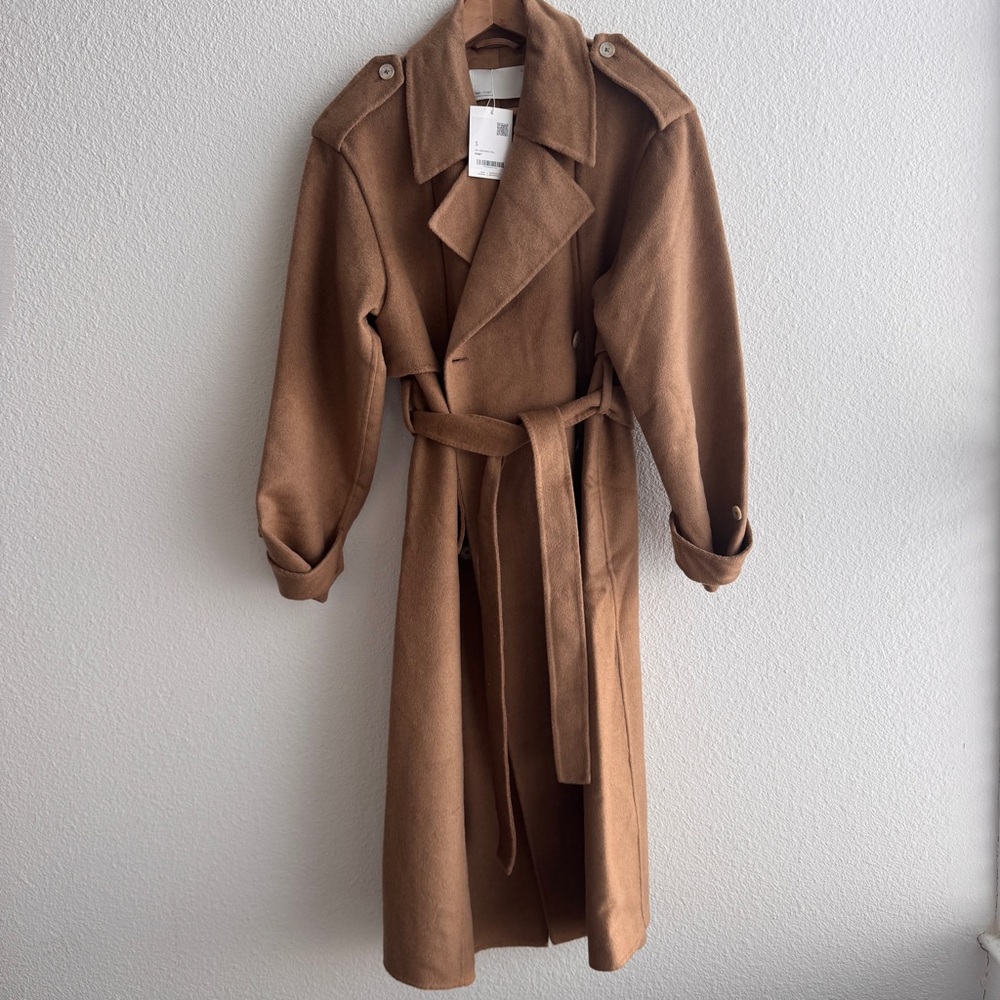 OAK + FORT Classic Wool Tan Trench Coat